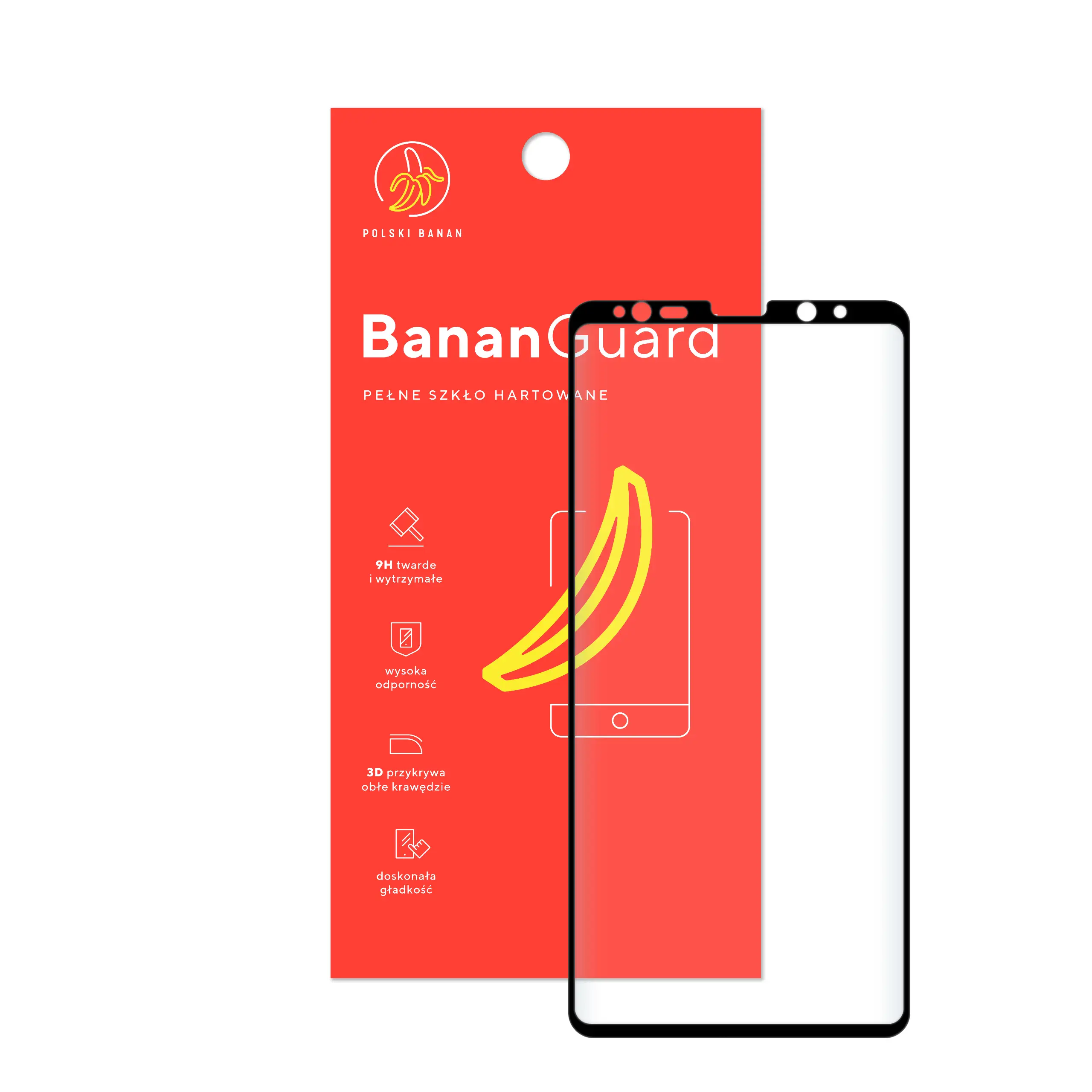 Szkło hartowane 5D Polski Banan BananGuard w kolorze czarnym z opakowaniem do telefonu Samsung Galaxy Note 8